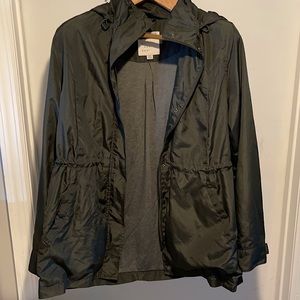 Rain Jacket with hoodie. Hunter green, very comfortable and great condition.